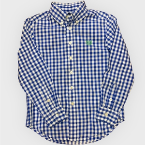 Boy's Chaps Blue and White‎ Gingham Button Down Shirt- Size S (8)